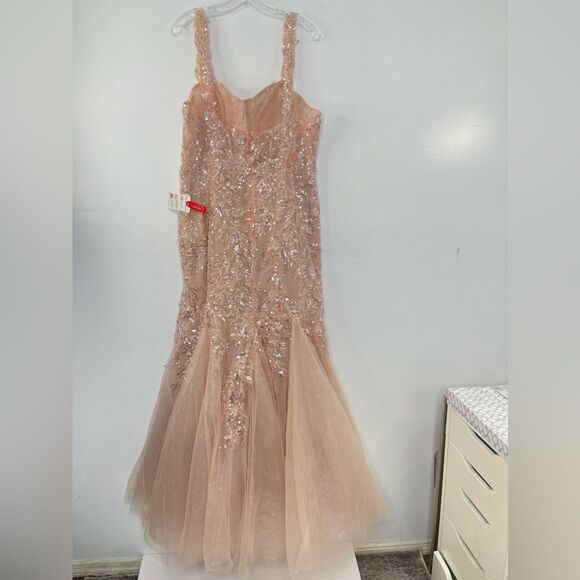 Mac Duggal 20559 Corset Bodice Floral Lace Embellished Gown, Pink, Plus Size 14 - Picture 3 of 15